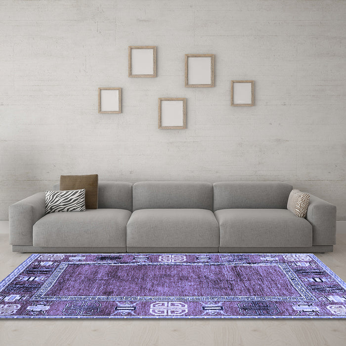 Machine Washable Oriental Blue Modern Rug in a Living Room, wshabs3046blu