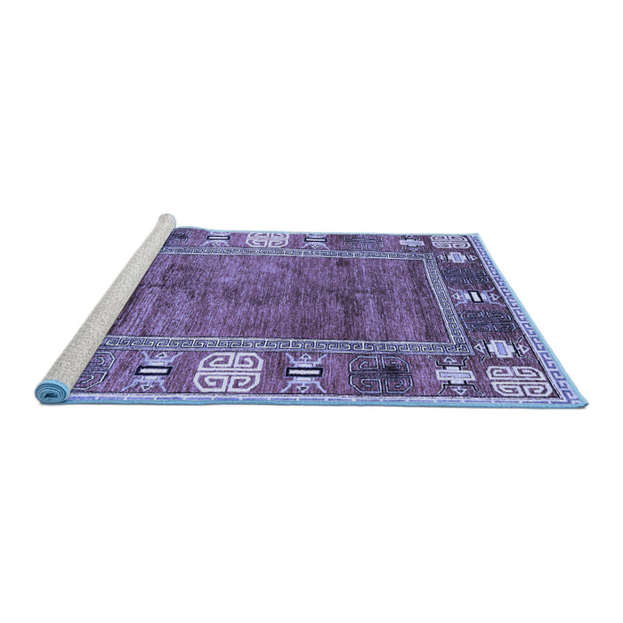 Sideview of Machine Washable Oriental Blue Modern Rug, wshabs3046blu