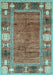 Machine Washable Oriental Light Blue Modern Rug, wshabs3046lblu