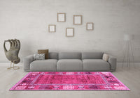 Machine Washable Oriental Pink Modern Rug, wshabs3046pnk