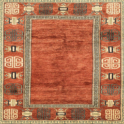 Square Machine Washable Abstract Red Rug, wshabs3046