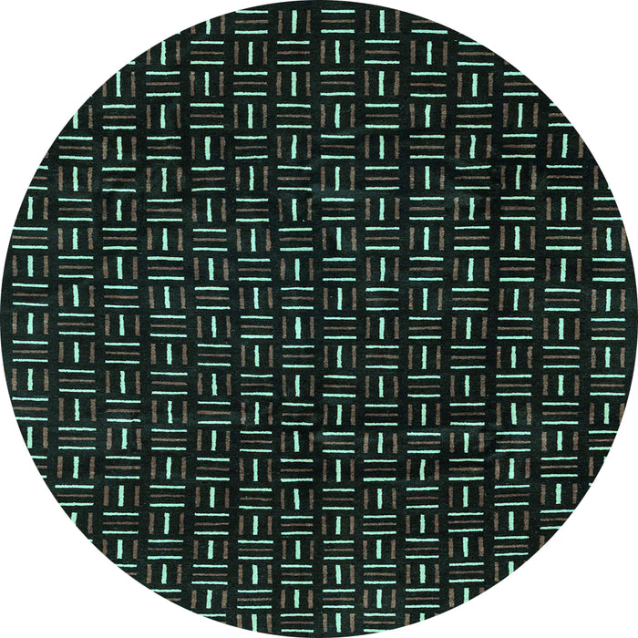 Round Machine Washable Oriental Light Blue Modern Rug, wshabs3047lblu