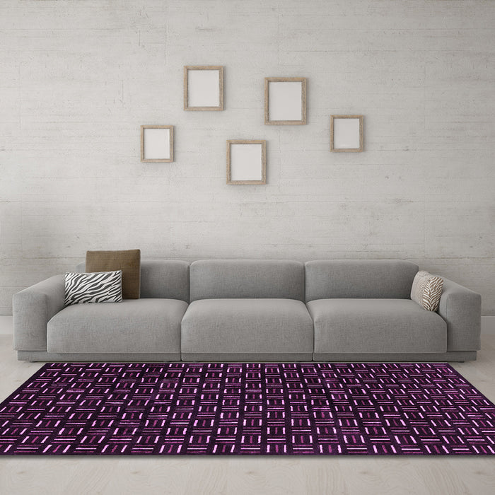 Machine Washable Oriental Purple Modern Area Rugs in a Living Room, wshabs3047pur