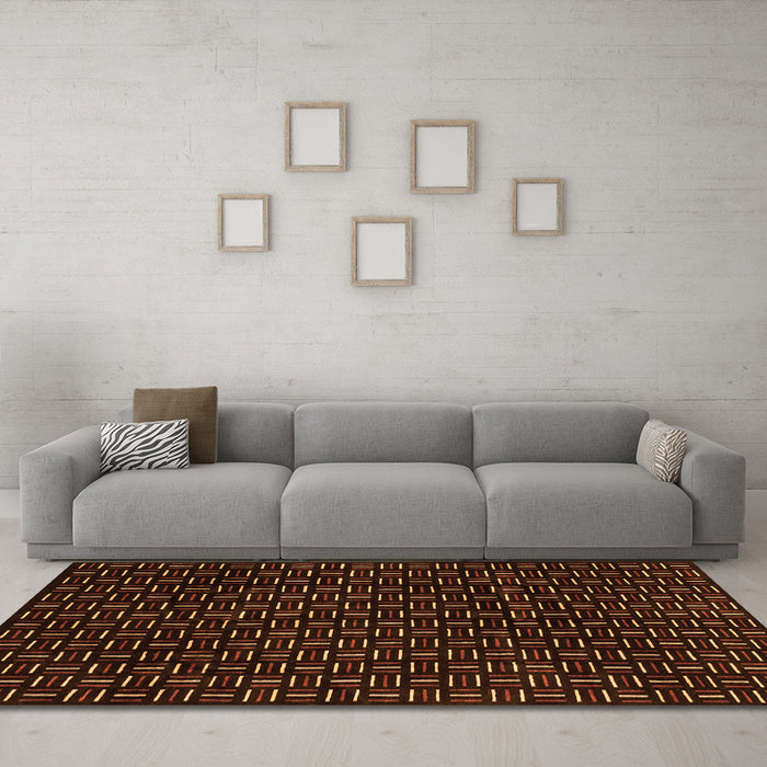 Machine Washable Oriental Orange Modern Area Rugs in a Living Room, wshabs3047org