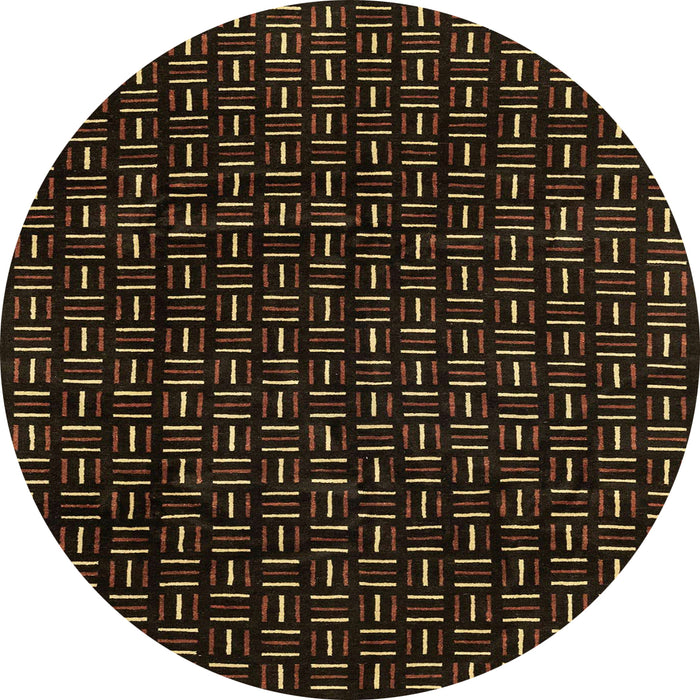 Round Abstract Reddish Brown Oriental Rug, abs3047