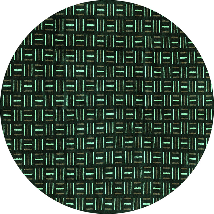 Round Machine Washable Oriental Turquoise Modern Area Rugs, wshabs3047turq