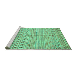 Sideview of Machine Washable Oriental Turquoise Modern Area Rugs, wshabs3048turq