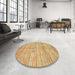 Round Machine Washable Abstract Chocolate Brown Rug in a Office, wshabs3048