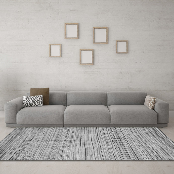 Machine Washable Oriental Gray Modern Rug in a Living Room,, wshabs3048gry