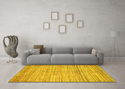Machine Washable Oriental Yellow Modern Rug in a Living Room, wshabs3048yw