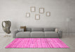 Machine Washable Oriental Pink Modern Rug in a Living Room, wshabs3048pnk