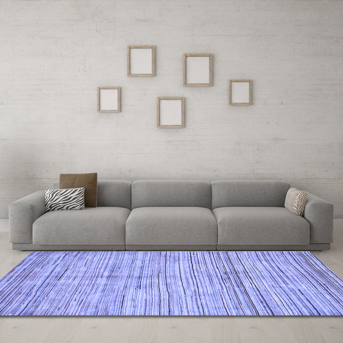 Machine Washable Oriental Blue Modern Rug in a Living Room, wshabs3048blu