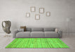 Machine Washable Oriental Green Modern Area Rugs in a Living Room,, wshabs3048grn