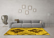 Machine Washable Oriental Yellow Modern Rug in a Living Room, wshabs3049yw