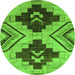 Round Oriental Green Modern Rug, abs3049grn