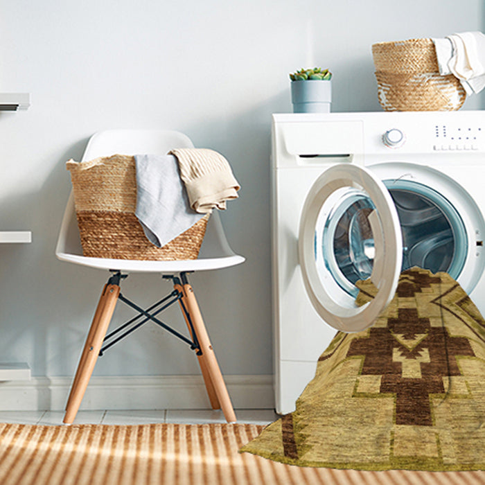 Machine Washable Abstract Orange Rug in a Washing Machine, wshabs3049