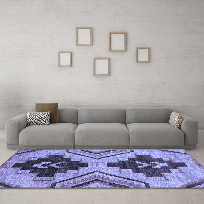 Machine Washable Oriental Blue Modern Rug in a Living Room, wshabs3049blu