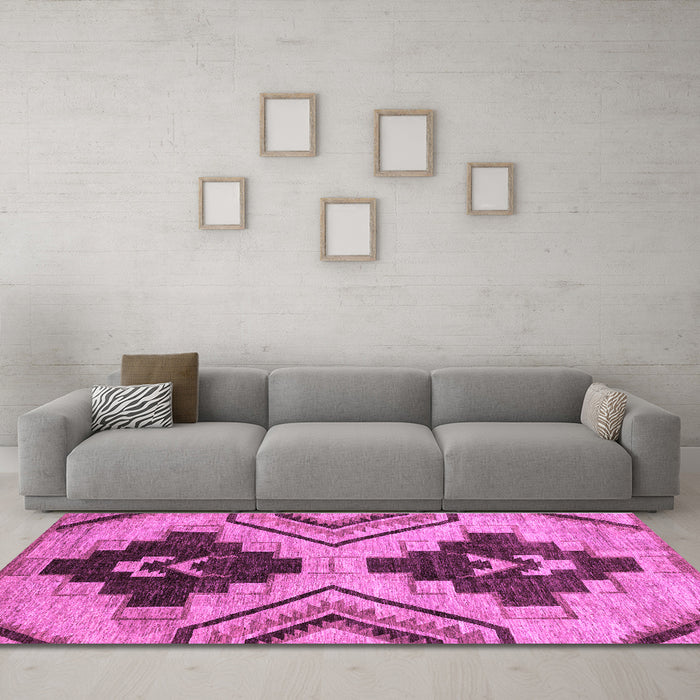 Machine Washable Oriental Purple Modern Area Rugs in a Living Room, wshabs3049pur