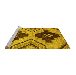Sideview of Machine Washable Oriental Yellow Modern Rug, wshabs3049yw