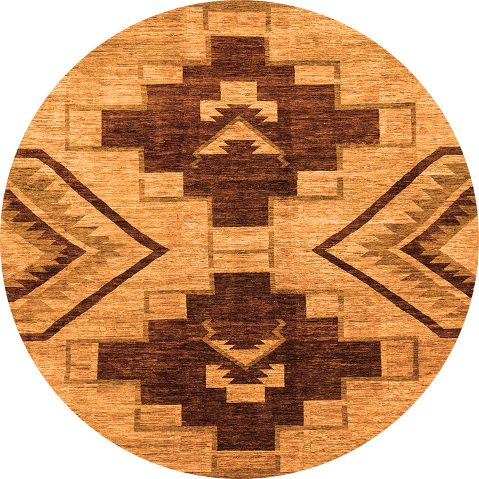 Round Oriental Orange Modern Rug, abs3049org