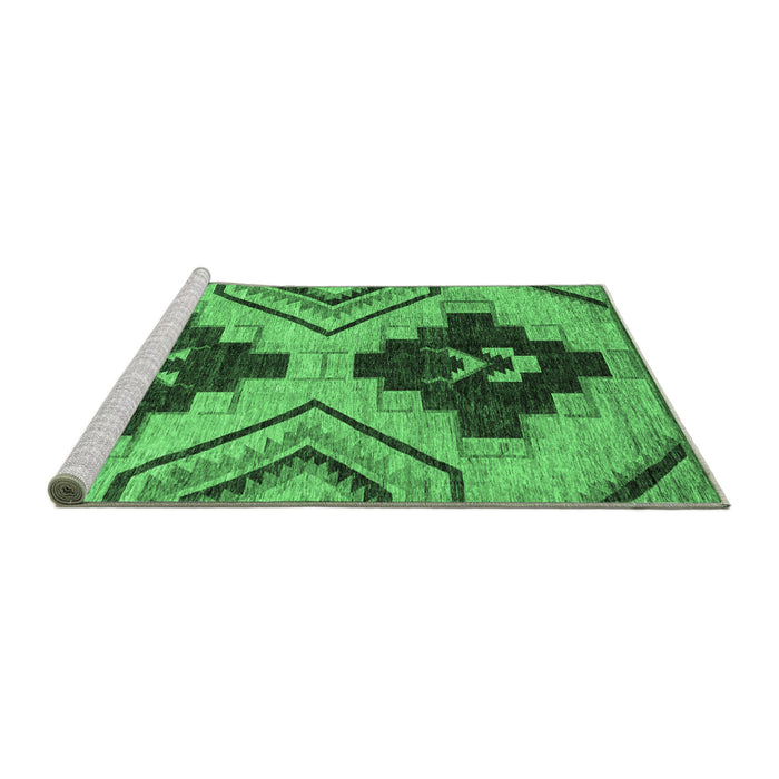 Sideview of Machine Washable Oriental Emerald Green Modern Area Rugs, wshabs3049emgrn