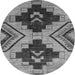 Round Machine Washable Oriental Gray Modern Rug, wshabs3049gry