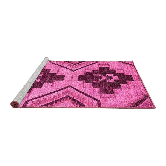 Sideview of Machine Washable Oriental Pink Modern Rug, wshabs3049pnk