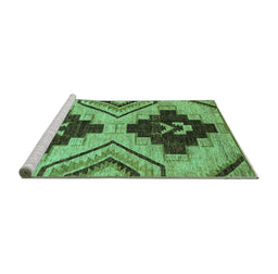 Sideview of Machine Washable Oriental Turquoise Modern Area Rugs, wshabs3049turq