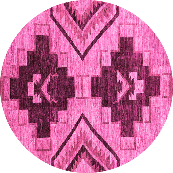 Round Oriental Pink Modern Rug, abs3049pnk