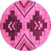 Round Oriental Pink Modern Rug, abs3049pnk