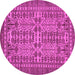 Round Machine Washable Southwestern Pink Country Rug, wshabs304pnk