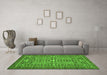 Machine Washable Southwestern Green Country Area Rugs in a Living Room,, wshabs304grn