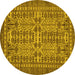 Round Southwestern Yellow Country Rug, abs304yw