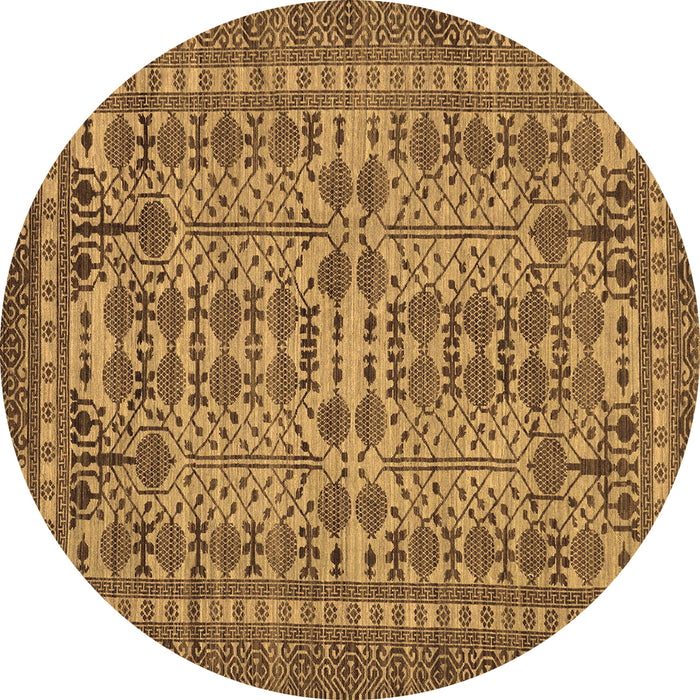 Round Machine Washable Southwestern Brown Country Rug, wshabs304brn