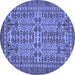 Round Southwestern Blue Country Rug, abs304blu