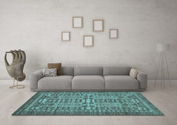 Machine Washable Southwestern Light Blue Country Rug in a Living Room, wshabs304lblu