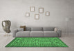 Machine Washable Southwestern Emerald Green Country Area Rugs in a Living Room,, wshabs304emgrn