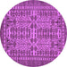 Round Machine Washable Southwestern Purple Country Area Rugs, wshabs304pur