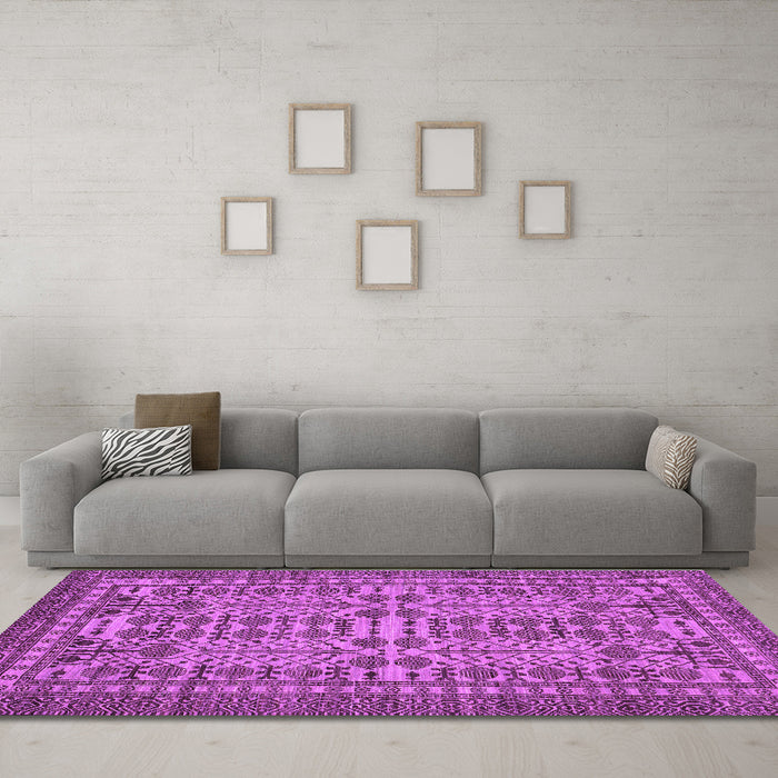 Machine Washable Southwestern Purple Country Area Rugs in a Living Room, wshabs304pur