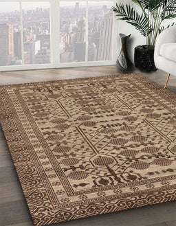 Machine Washable Abstract Light Copper Gold Rug in a Family Room, wshabs304