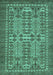 Machine Washable Southwestern Turquoise Country Area Rugs, wshabs304turq