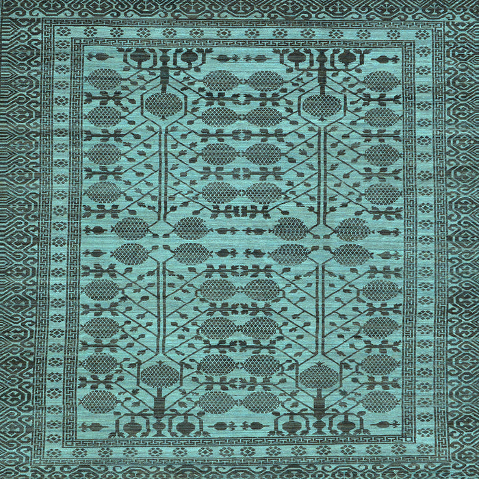 Square Machine Washable Southwestern Light Blue Country Rug, wshabs304lblu