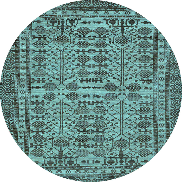 Round Southwestern Light Blue Country Rug, abs304lblu