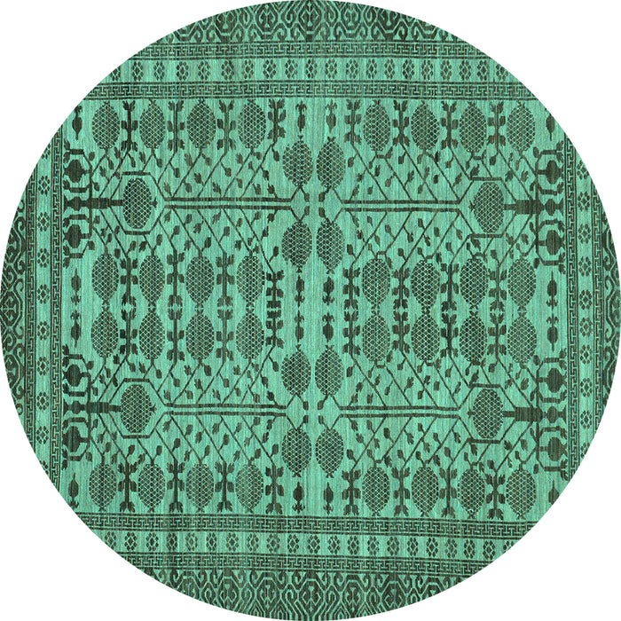 Round Southwestern Turquoise Country Rug, abs304turq