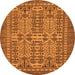 Round Machine Washable Southwestern Orange Country Area Rugs, wshabs304org