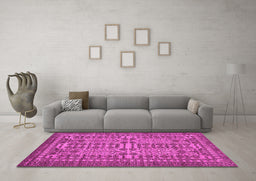 Machine Washable Southwestern Pink Country Rug in a Living Room, wshabs304pnk