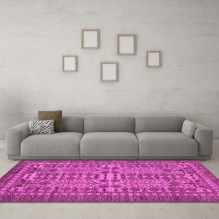 Machine Washable Southwestern Pink Country Rug in a Living Room, wshabs304pnk