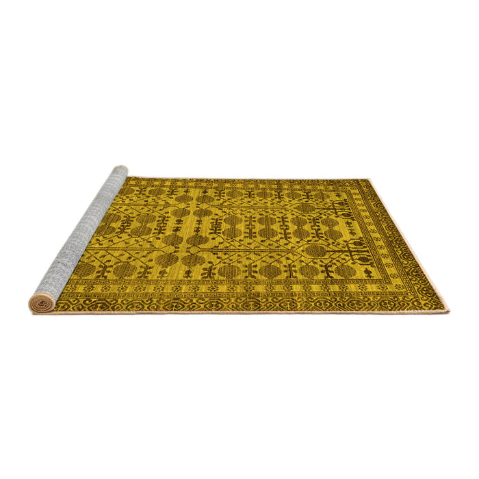 Sideview of Machine Washable Southwestern Yellow Country Rug, wshabs304yw