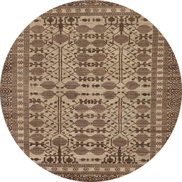 Round Abstract Light Copper Gold Southwestern Rug, abs304