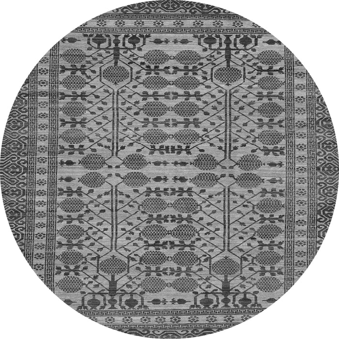 Round Machine Washable Southwestern Gray Country Rug, wshabs304gry